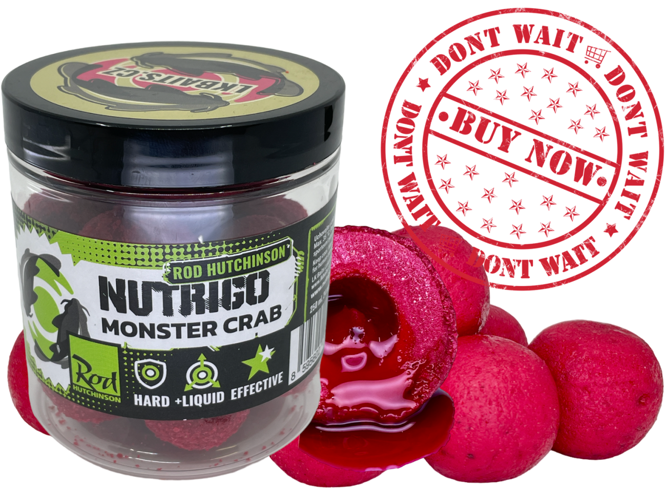 LK Baits Boilies Monster Crab R.Hutchinson 1kg 20mm + Nutrigo RH Monster Crab 150ml, 20mm