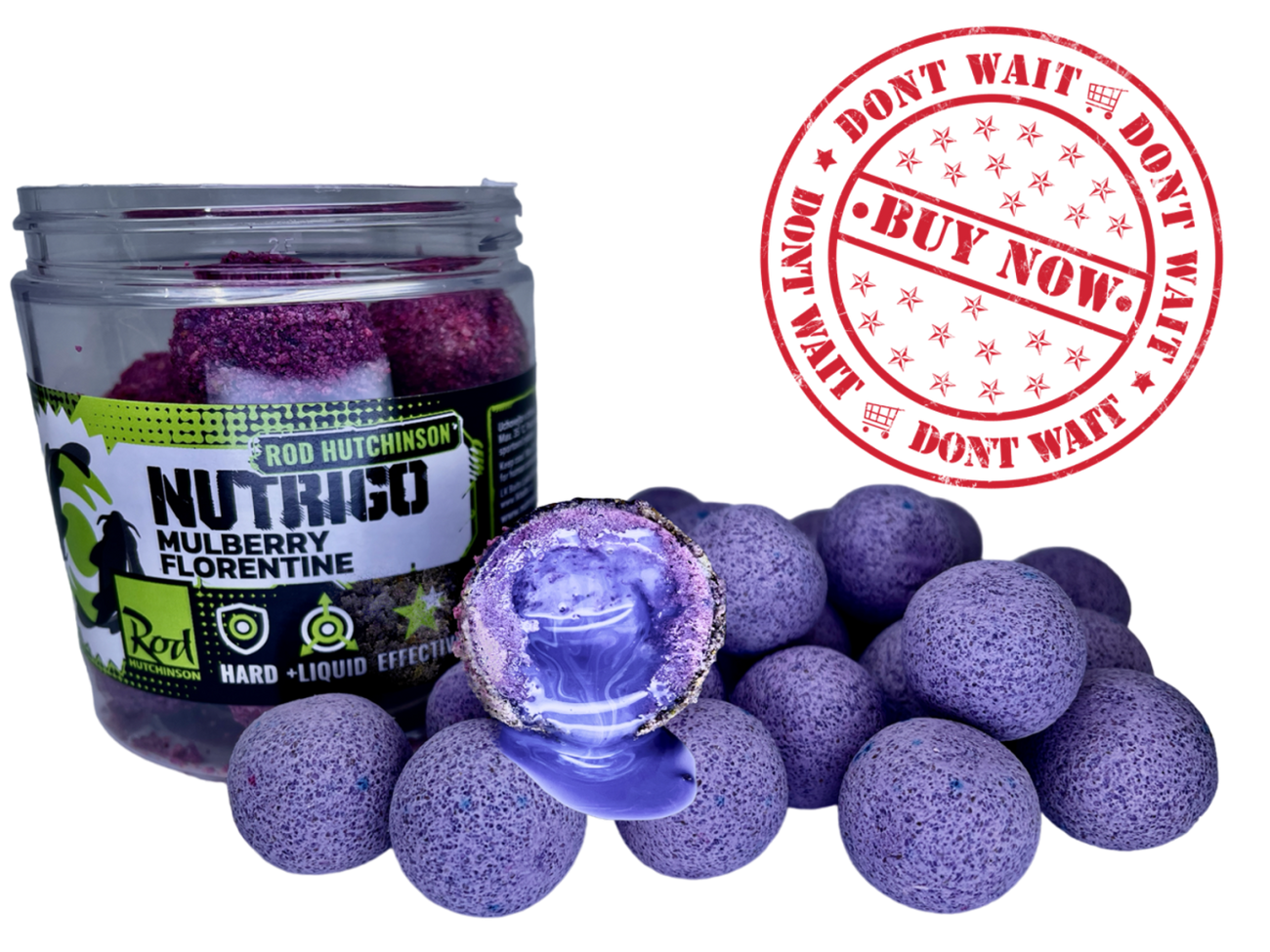 LK Baits Mulberry Florentine Boilies R. Hutchinson 1kg 20mm + Nutrigo RH Mulberry Florentine 150ml 20mm