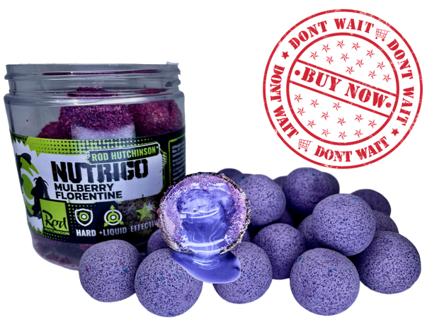 LK Baits Mulberry Florentine Boilies R. Hutchinson 1kg 20mm + Nutrigo RH Mulberry Florentine 150ml 20mm